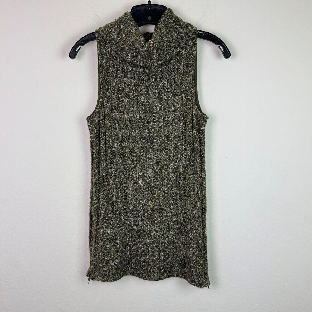 Anthropologie Others Follow Army Green Heather Sleeveless Turtleneck Sweater